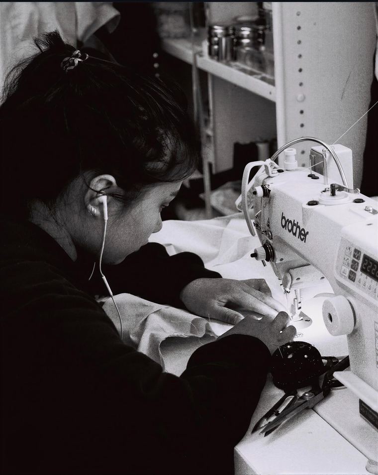 Sherrmae at the sewing machine