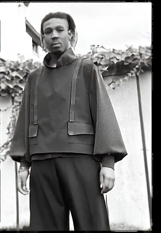 Black and white portrait of a menswear look